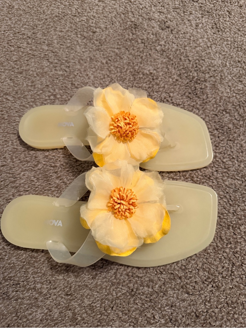 Fashion Nova Yellow Floral Jelly Slide Sandals